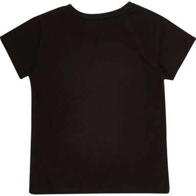 Mini boys black print t-shirt